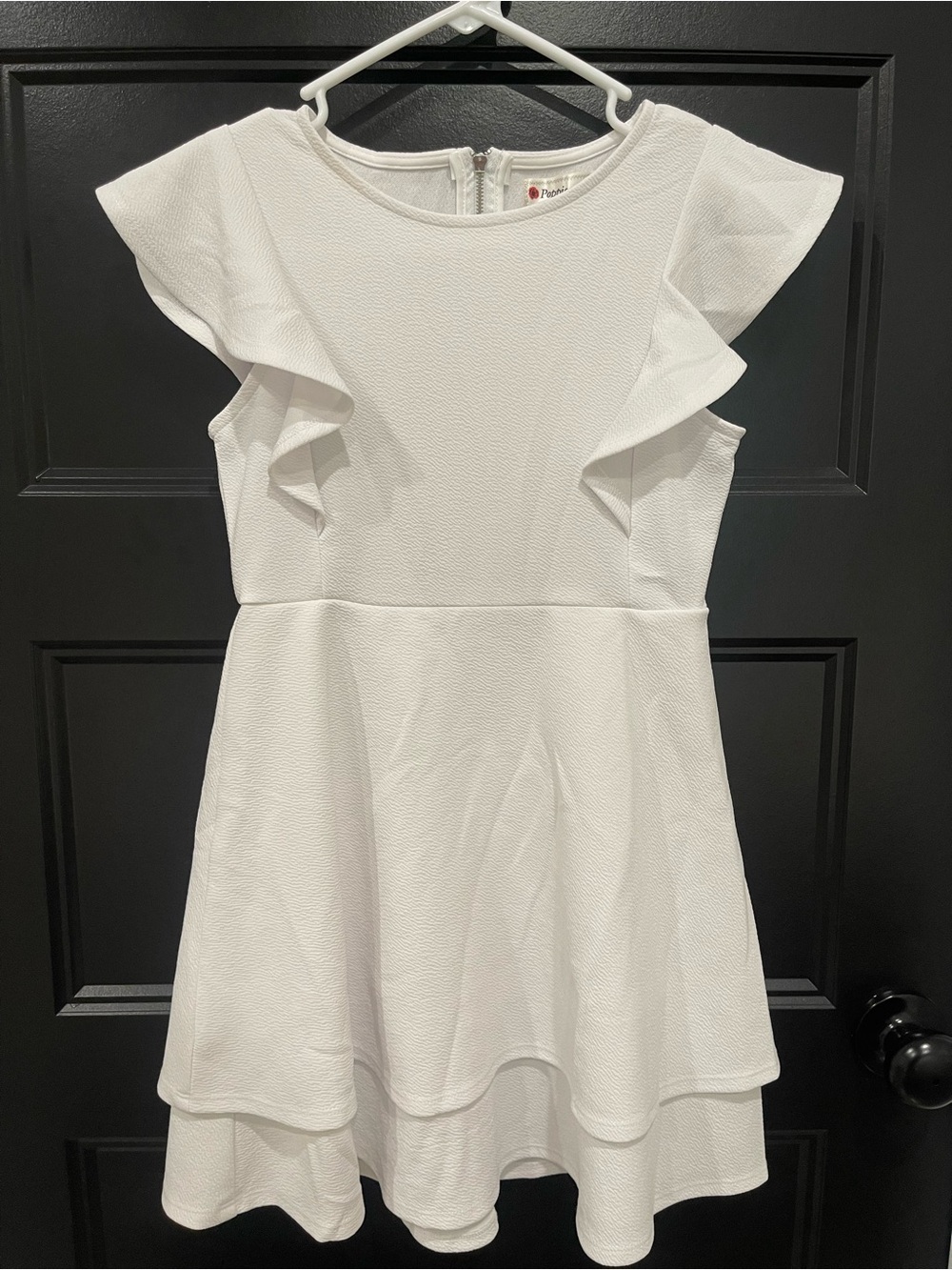 Girls White Ruffle-Sleeve Fit & Flare Occasion Dress
